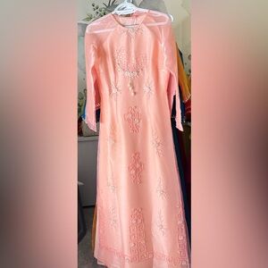 Ao dai to anh kim set/bộ, Vietnamese traditional Long dress truyen thong m 2 new